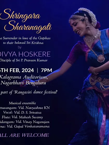 The invitation to the Rangasiri dance festival, detailing the live musical ensemble that is a crucial part of the authentic performance experience.