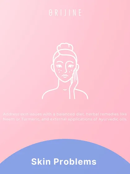 I address skin problems with a balanced diet, herbal remedies like Neem or Turmeric, and external applications of Ayurvedic oils, combining the best of both worlds for your skin health.