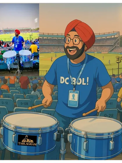 A fun Ghibli-style animated version of me performing at the stadium. It shows the real photo next to the cool artwork.