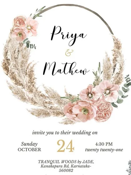 The invitation for Priya and Mathew's beautiful white wedding at Tranquil Woods. I have experience with diverse wedding styles and musical tastes.