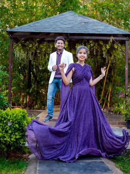 A playful moment captured during the pre-wedding shoot.