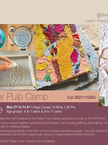 Get ready for some messy fun in our Paper Pulp Camp. Students will learn the amazing process of making paper from pulp and use it to create awesome 2D relief artworks with mixed media.