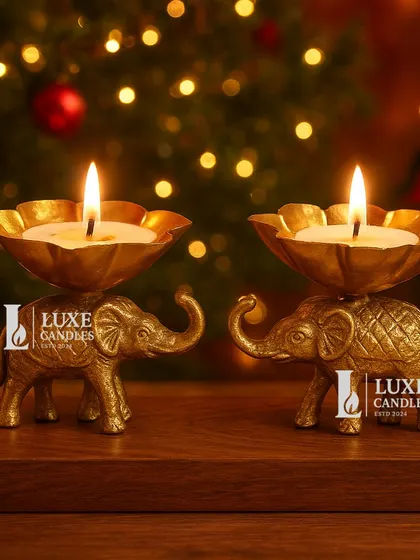 A pair of my Elephant Urli candles, perfect for adding a touch of traditional elegance to your home during the festive season.