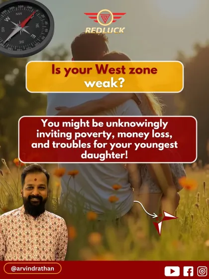 This carousel explains how a weak West zone can invite poverty, money loss, and troubles for the youngest daughter.