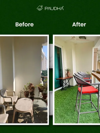 The outdoor evolution. This series of before-and-after images shows the calm before the storm of creativity, and the picturesque havens that we redefine.