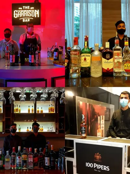 A collage showing our versatile bar setups and professional teams at various corporate events and brand promotions. We thank our clients for trusting us to serve them and their guests.