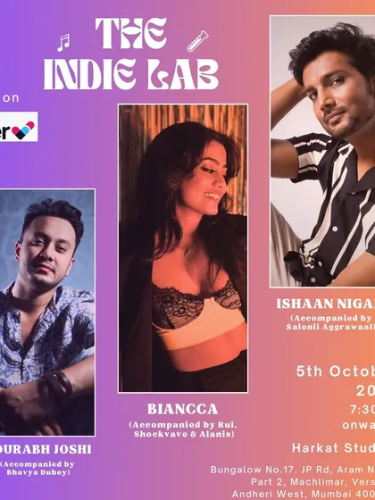 The poster for "The Indie Lab," a show I curated at Harkat Studios. I am passionate about building a community for original music and supporting fellow indie artists.