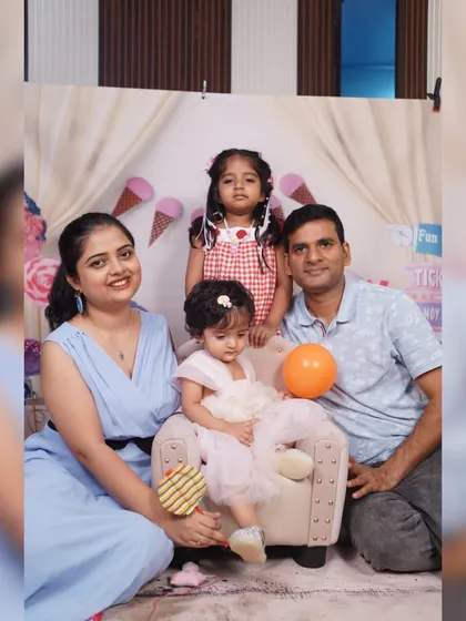 A sweet family photo from our Candy Land themed studio session. Getting everyone together for a group shot is a perfect way to remember this special milestone.
