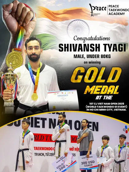 Shivansh Tyagi stands tall with the gold medal at the 2025 Vietnam Open. His victory, raising the Indian flag high, is a proud moment for our entire family and a result of his relentless training.