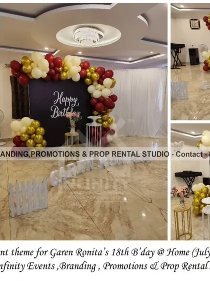 Celebrating an 18th birthday at home with a simple yet elegant balloon setup. The red, gold, and white color scheme creates a festive and sophisticated look, perfect for marking the transition into adulthood.