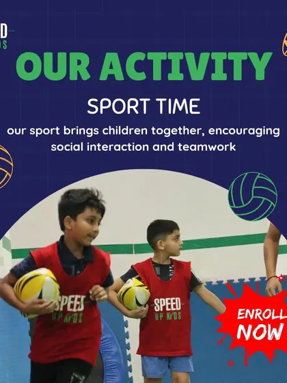 Our activity is sport time. We bring children together to encourage social interaction and teamwork. Enroll now to unlock your child's potential.