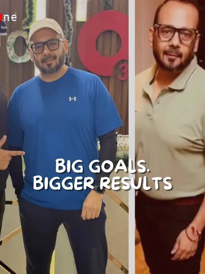 Big goals lead to bigger results. This member, pictured with one of our trainers, showcases a significant and motivating transformation achieved at our gym.