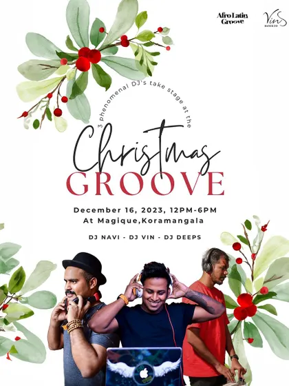 Highlighting the powerhouse DJ lineup for our Christmas Groove social. Three distinct styles of music ensure the energy stays high all afternoon.