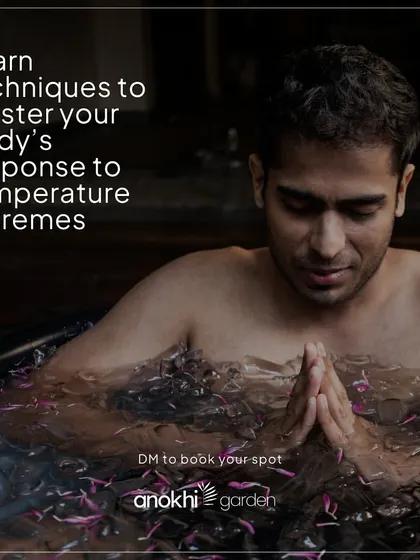 Learn techniques to master your body's response to temperature extremes. A participant finds a state of calm acceptance in the ice bath, a testament to the power of breath.