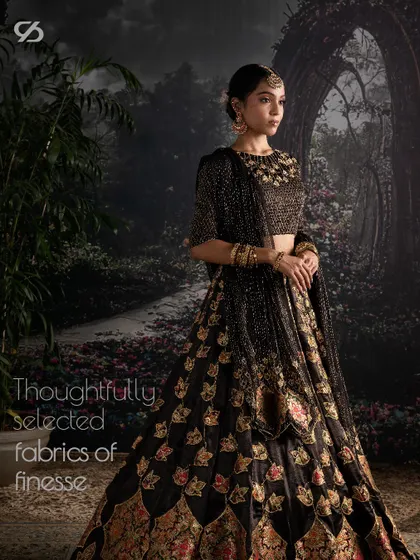 Sourced from across the country and the globe, my fabrics are carefully examined to ensure the ultimate in comfort and class. This black brocade lehenga is a testament to that quality.