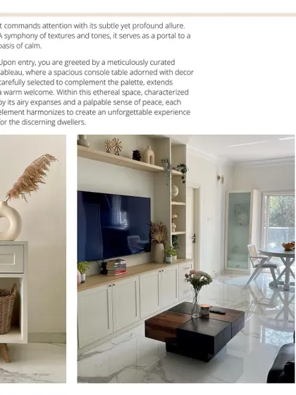 (1/3) Upon entry, you are greeted by a meticulously curated tableau. A symphony of textures and tones, this space serves as a portal to an oasis of calm.