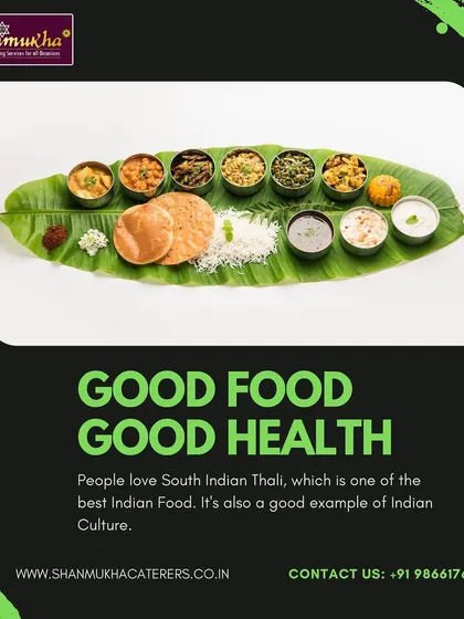 A classic South Indian thali served on a banana leaf, an example of our commitment to providing good food for good health, rooted in Indian culture.