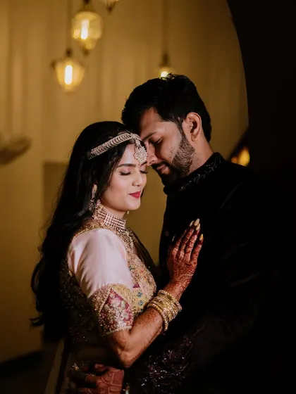 An intimate portrait of the couple from their Sangeet night.