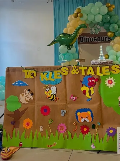 My puppet theatre setup for a dinosaur-themed birthday party. I bring everything needed to create a magical and memorable entertainment experience for your child's special day.