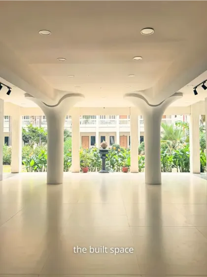 Another "From Vision to Completion" moment at JNMC Wardha, showing the transformation of a concept into a finished architectural space. The final lobby, with its clean lines and connection to the outdoors, perfectly matches the initial visualization.