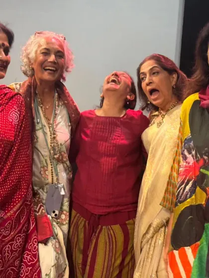 A moment of pure joy and laughter with fellow dance legends Anita Ratnam, Aditi Mangaldas, and others, celebrating our icon Kumudini Lakhia at the Serendipity Arts Festival.