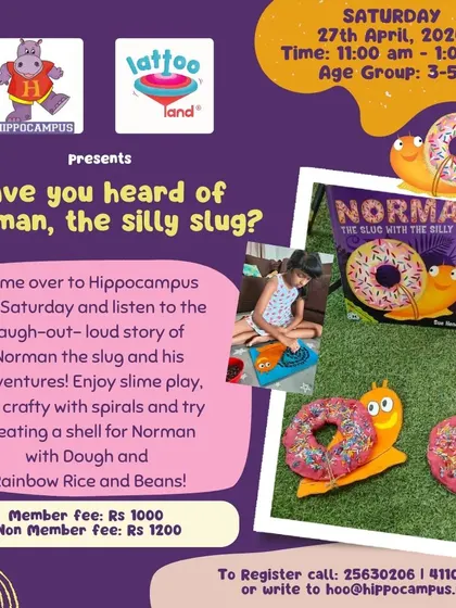 Have you heard of Norman, the silly slug? This workshop combines a hilarious story with gooey slime play and dough crafts to create a shell for Norman.