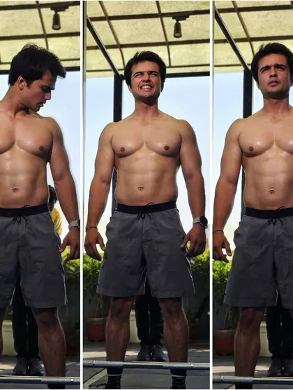 A fun triptych from a photoshoot, showing the process of getting the right shot. It's not always serious, there's a lot of fun behind the scenes.
