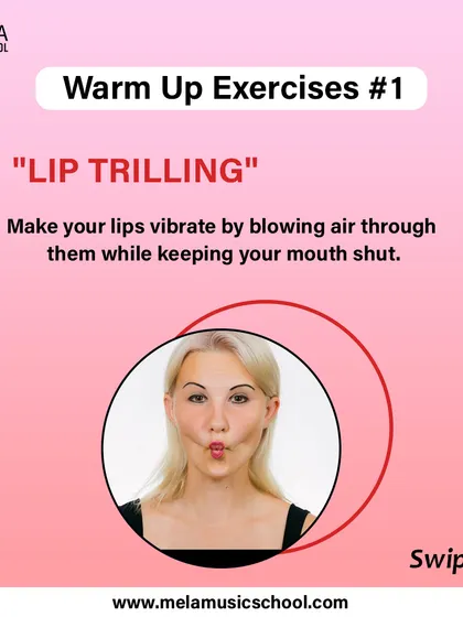 A visual guide to "Lip Trilling." This exercise helps develop vocal agility and is a key part of the warm up sessions I guide my students through.