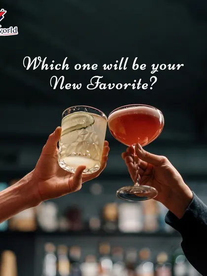Which one will be your new favorite? Two people toasting with different cocktails encourages viewers to explore our diverse menu and find their perfect match.