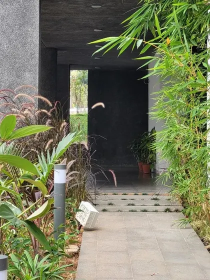 A glimpse into a completed industrial landscape project. This shows our ability to bring natural beauty and thoughtful design to any type of environment.