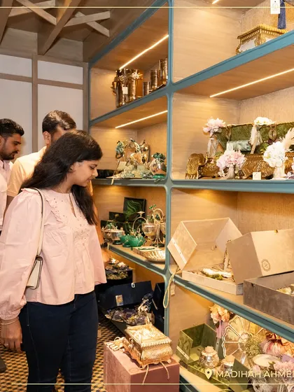 Visitors browsing the shelves at the Ahmedabad store launch. The space was designed to allow for easy exploration of the diverse range of gifting options.