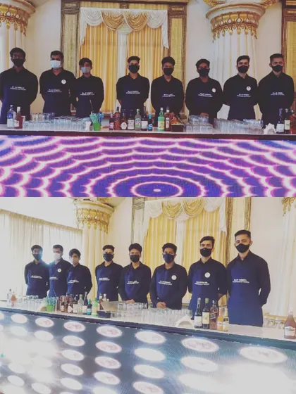 Our LED-panelled bar can be programmed with custom patterns and colors to match your event's theme. This dynamic setup, staffed by our professional team, creates a modern and engaging atmosphere for guests.