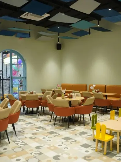 Another perspective of our versatile cafe space, which can be configured for daily use or for special private events and birthday parties.