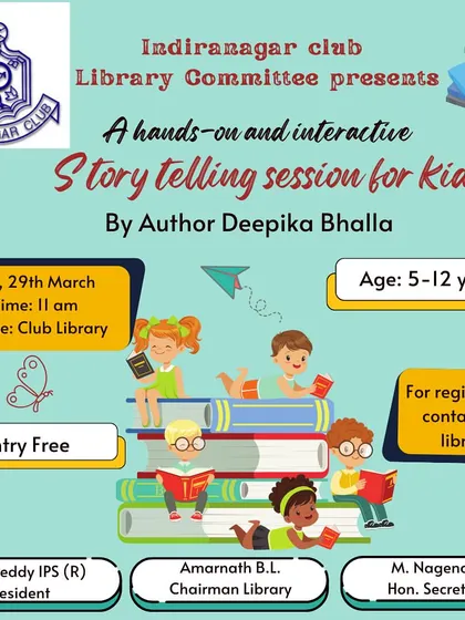 This was the poster for a free, hands-on storytelling session I conducted at the Indiranagar Club. We read a book and then designed our own rock gardens, combining literature with a fun craft.