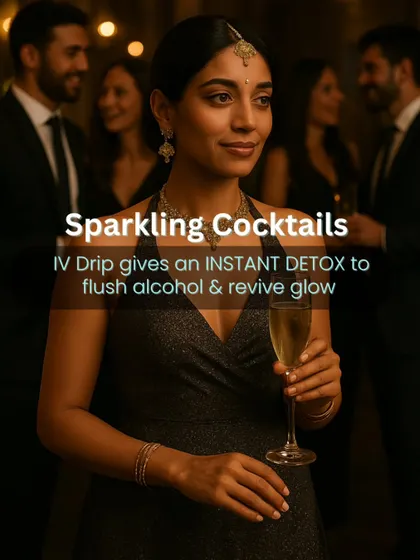 Enjoying the cocktails at a pre-wedding party? An IV Drip can provide an instant detox to help flush out alcohol and revive your skin's glow for the next event.