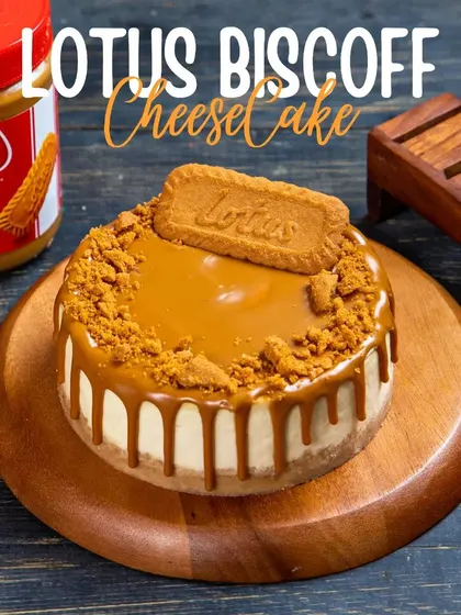 A close-up of our bestselling Lotus Biscoff Cheesecake. We ensure every bite has the perfect ratio of creamy cheesecake, crunchy crust, and luscious Biscoff spread.