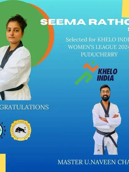 Announcing the selection of our senior athlete, Seema Rathod, for the Khelo India Women's League 2024. This is a result of her consistent dedication to Taekwondo training.