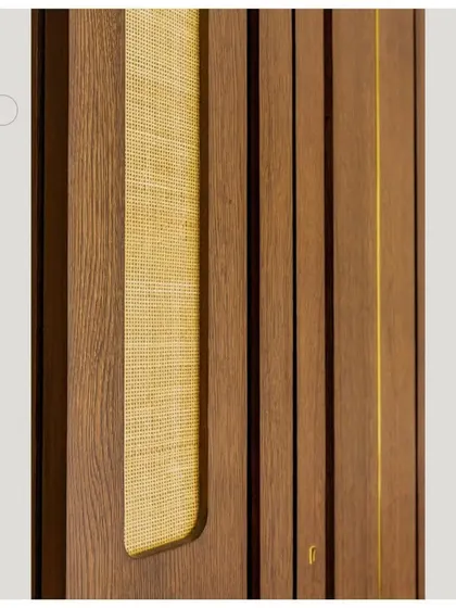 Another detail of the veneer work, highlighting the clean grooves and material transitions.