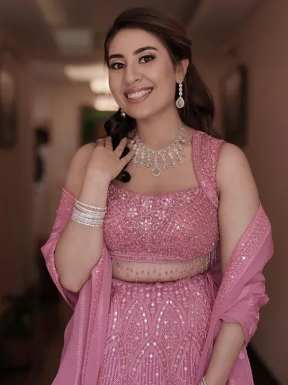 A collection of my brides looking stunning for their reception, sangeet, and cocktail parties. Each look is customized to match their outfit and personality.
