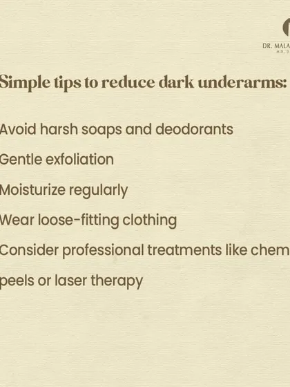 This post provides simple tips to reduce dark underarms. Gentle exfoliation, regular moisturizing, and avoiding harsh deodorants can help, while professional treatments like chemical peels offer a more advanced solution.
