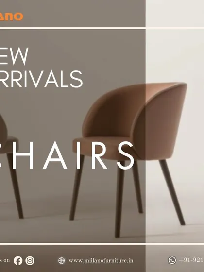 A preview of our new arrivals in chairs. This image showcases a modern dining or accent chair with a curved back and wooden legs, available for customization.