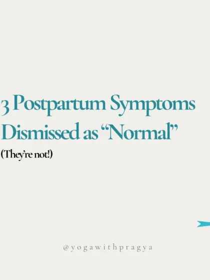 This infographic highlights three postpartum symptoms that are often dismissed as "normal" but are not: incontinence, unexplained body pain, and painful sex. These are signs your body needs help to heal correctly.