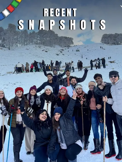 Recent snapshots from our trips. This collage shows a group enjoying a snowy day in the mountains.