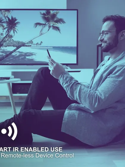 My smart IR-enabled devices let you control your TV or set-top box without searching for the remote. It's all managed through the SYAN app or by voice for a truly remote-less living room.