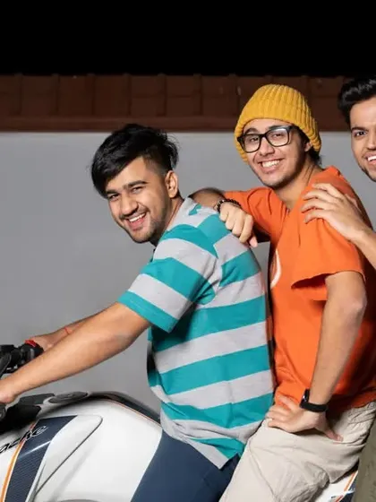 A fun, youthful shot for a two-wheeler finance campaign. This image captures the spirit of friendship and adventure, tailored for a younger demographic.