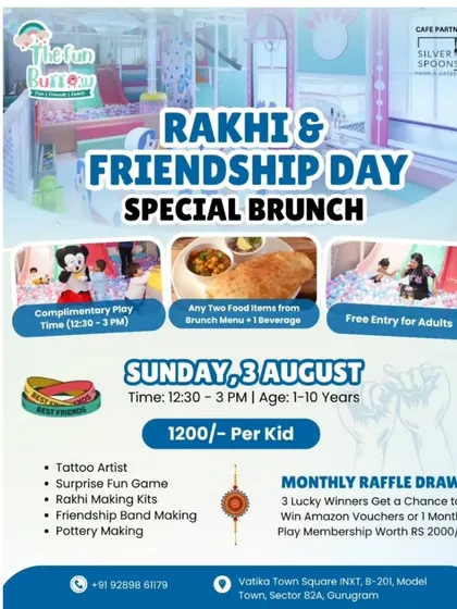 I find events that celebrate multiple occasions, like this Rakhi & Friendship Day special brunch with pottery making, rakhi making, and a surprise fun game.
