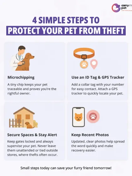 Protecting your pet from theft is crucial. This guide outlines four simple but effective steps: microchipping, using an ID tag, securing your spaces, and keeping recent photos handy.