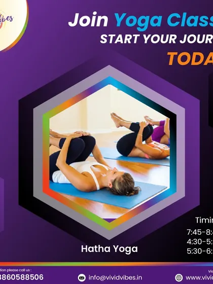 This graphic highlights our Hatha Yoga classes. This ancient practice combines physical postures, breathing techniques, and meditation to bring balance to your mind, body, and spirit.