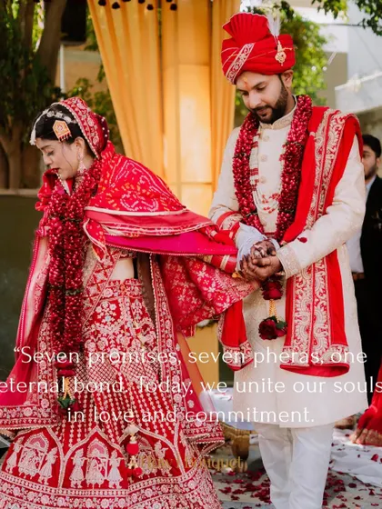 A beautiful moment from a North Indian wedding ceremony as the couple takes their 'pheras' around the sacred fire.