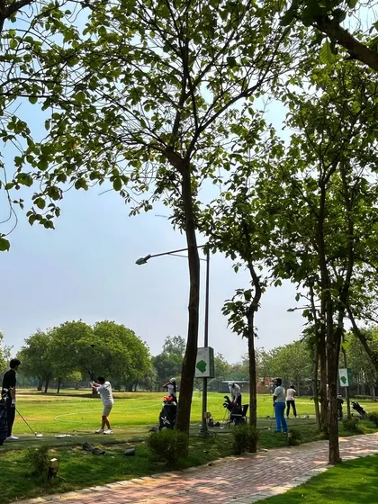 A picturesque view of the range through the trees, showing the natural beauty of our camp.